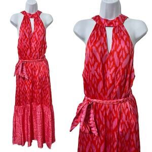 Cleobella Halter Janice Satin Midi Dress Size XS Pink Party Event Tiered NEW‎
